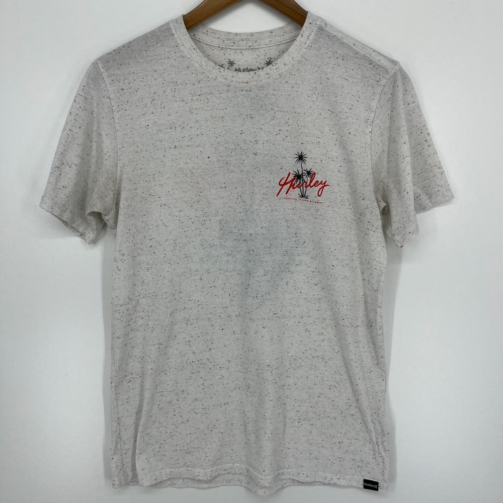 Hurley Mens Everyday Regrind Graphic T-Shirt Speckled Oatmeal Size S Small